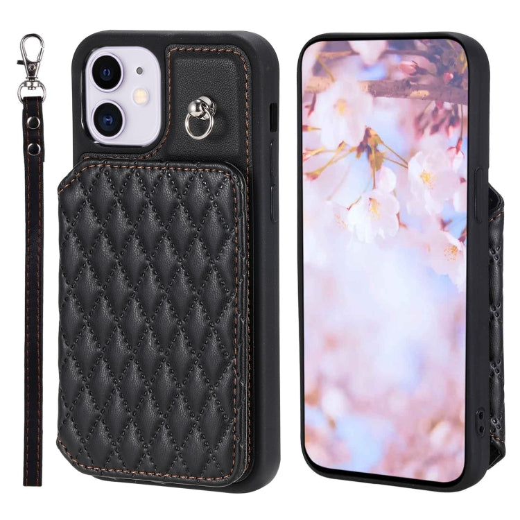 Custodia per telefono con borsa in carta con trama a griglia e cordino, For iPhone 12 Pro Max, For iPhone 11, For iPhone XR, For iPhone 8 Plus / 7 Plus