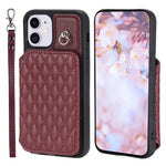 Custodia per telefono con borsa in carta con trama a griglia e cordino, For iPhone 12 Pro Max, For iPhone 11, For iPhone XR, For iPhone 8 Plus / 7 Plus