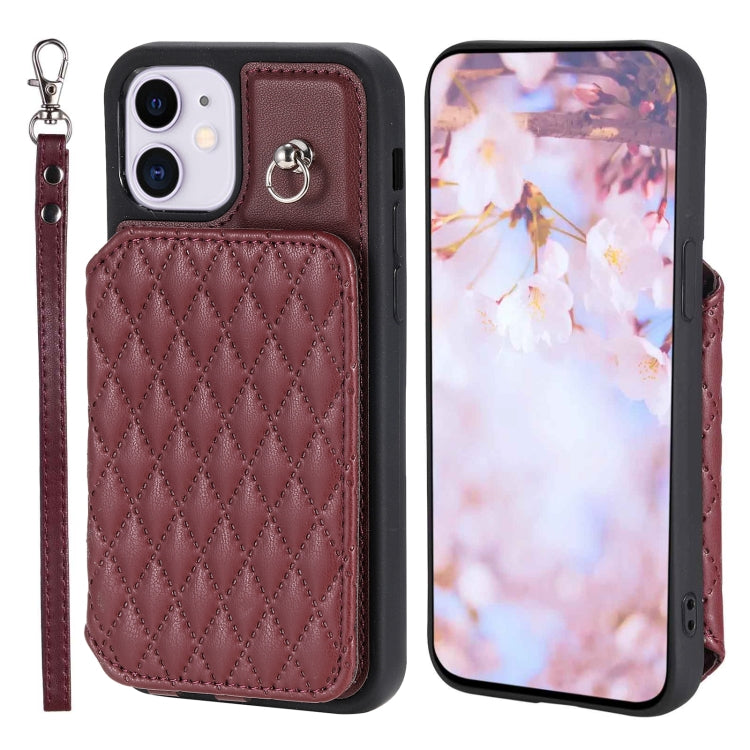 Custodia per telefono con borsa in carta con trama a griglia e cordino, For iPhone 12 Pro Max, For iPhone 11, For iPhone XR, For iPhone 8 Plus / 7 Plus