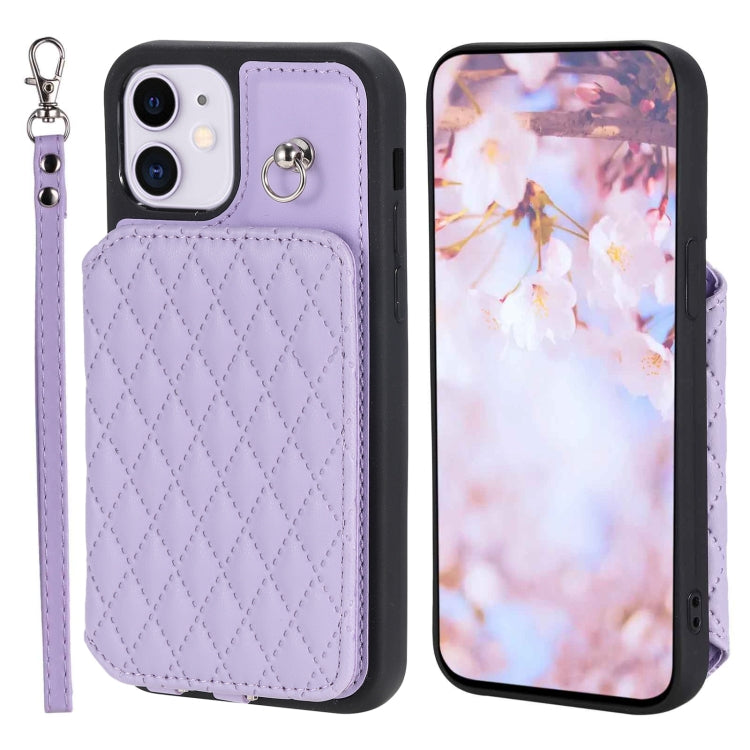 Custodia per telefono con borsa in carta con trama a griglia e cordino, For iPhone 12 Pro Max, For iPhone 11, For iPhone XR, For iPhone 8 Plus / 7 Plus