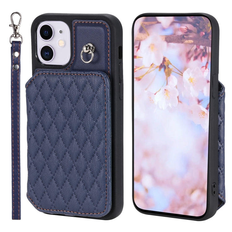 Custodia per telefono con borsa in carta con trama a griglia e cordino, For iPhone 12 Pro Max, For iPhone 11, For iPhone XR, For iPhone 8 Plus / 7 Plus