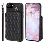 Custodia per telefono con borsa in carta con trama a griglia e cordino, For iPhone 14, For iPhone 14 Pro, For iPhone 14 Pro Max, For iPhone SE 2022 / 2020 / 8 / 7