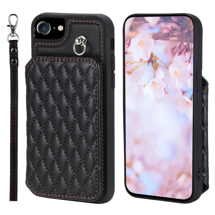 Custodia per telefono con borsa in carta con trama a griglia e cordino, For iPhone 14, For iPhone 14 Pro, For iPhone 14 Pro Max, For iPhone SE 2022 / 2020 / 8 / 7