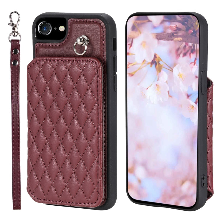 Custodia per telefono con borsa in carta con trama a griglia e cordino, For iPhone 14, For iPhone 14 Pro, For iPhone 14 Pro Max, For iPhone SE 2022 / 2020 / 8 / 7