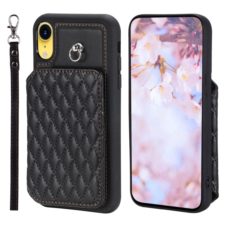 Custodia per telefono con borsa in carta con trama a griglia e cordino, For iPhone 12 Pro Max, For iPhone 11, For iPhone XR, For iPhone 8 Plus / 7 Plus