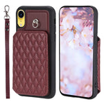 Custodia per telefono con borsa in carta con trama a griglia e cordino, For iPhone 12 Pro Max, For iPhone 11, For iPhone XR, For iPhone 8 Plus / 7 Plus