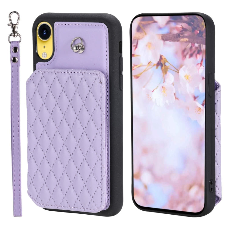 Custodia per telefono con borsa in carta con trama a griglia e cordino, For iPhone 12 Pro Max, For iPhone 11, For iPhone XR, For iPhone 8 Plus / 7 Plus