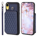 Custodia per telefono con borsa in carta con trama a griglia e cordino, For iPhone 12 Pro Max, For iPhone 11, For iPhone XR, For iPhone 8 Plus / 7 Plus