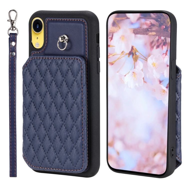 Custodia per telefono con borsa in carta con trama a griglia e cordino, For iPhone 12 Pro Max, For iPhone 11, For iPhone XR, For iPhone 8 Plus / 7 Plus