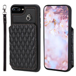 Custodia per telefono con borsa in carta con trama a griglia e cordino, For iPhone 12 Pro Max, For iPhone 11, For iPhone XR, For iPhone 8 Plus / 7 Plus