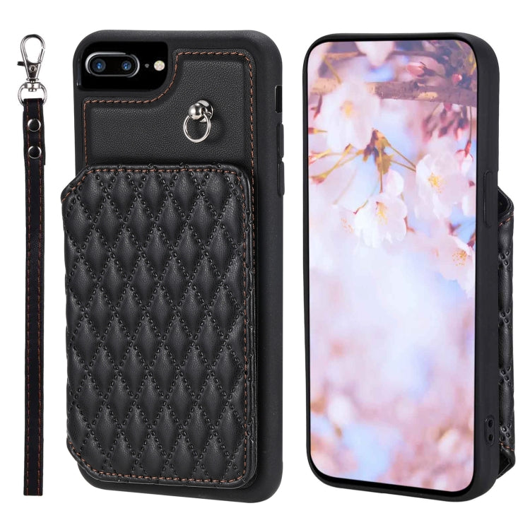Custodia per telefono con borsa in carta con trama a griglia e cordino, For iPhone 12 Pro Max, For iPhone 11, For iPhone XR, For iPhone 8 Plus / 7 Plus