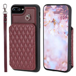 Custodia per telefono con borsa in carta con trama a griglia e cordino, For iPhone 12 Pro Max, For iPhone 11, For iPhone XR, For iPhone 8 Plus / 7 Plus