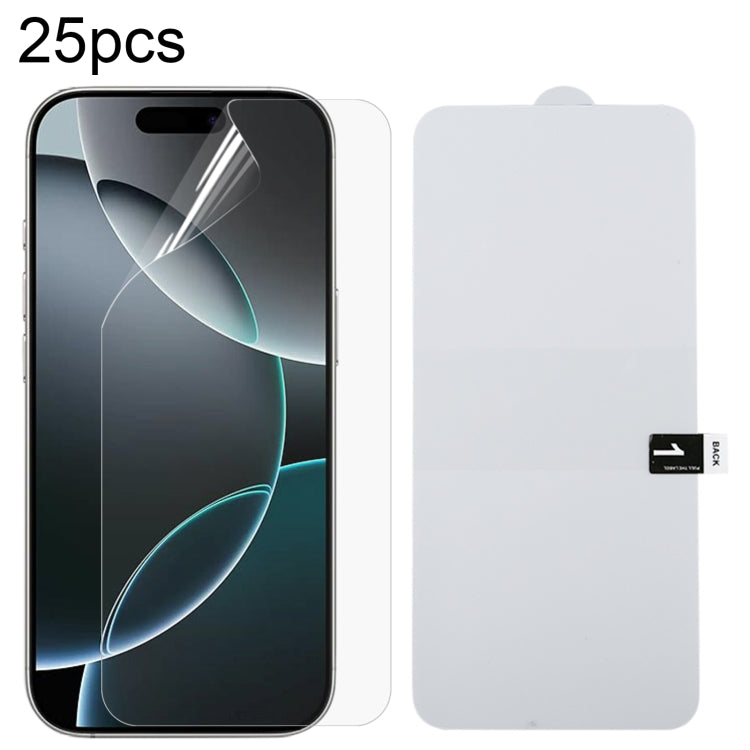 Pellicola idrogel antideflagrante per protezione schermo intero da 25 pezzi, For iPhone 17 Pro Max, For iPhone 17 / 17 Pro, For iPhone Air, For iPhone 16 Pro Max, For iPhone 16 Pro, For iPhone 16 Plus, For iPhone 16, For iPhone 15 Pro Max              ...