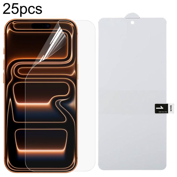 Pellicola idrogel antideflagrante per protezione schermo intero da 25 pezzi, For iPhone 17 Pro Max, For iPhone 17 / 17 Pro, For iPhone Air, For iPhone 16 Pro Max, For iPhone 16 Pro, For iPhone 16 Plus, For iPhone 16, For iPhone 15 Pro Max              ...