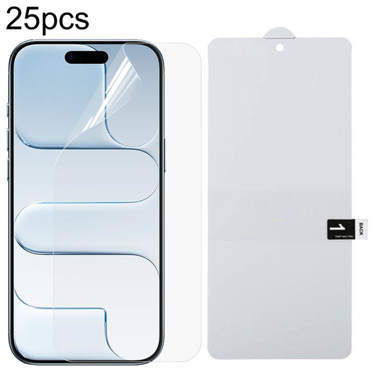Pellicola idrogel antideflagrante per protezione schermo intero da 25 pezzi, For iPhone 17 Pro Max, For iPhone 17 / 17 Pro, For iPhone Air, For iPhone 16 Pro Max, For iPhone 16 Pro, For iPhone 16 Plus, For iPhone 16, For iPhone 15 Pro Max              ...