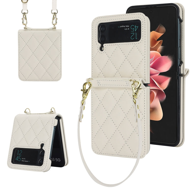 Custodia per telefono con struttura rombica con cordino lungo e corto, For Samsung Galaxy Z Flip6 / Flip7 FE, For Samsung Galaxy Z Flip5, For Samsung Galaxy Z Flip4