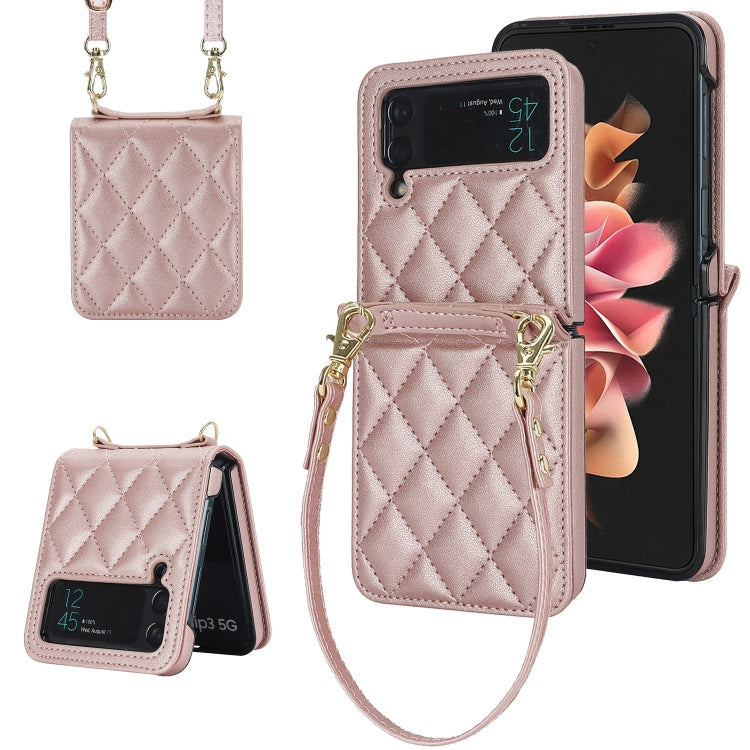 Custodia per telefono con struttura rombica con cordino lungo e corto, For Samsung Galaxy Z Flip6 / Flip7 FE, For Samsung Galaxy Z Flip5, For Samsung Galaxy Z Flip4