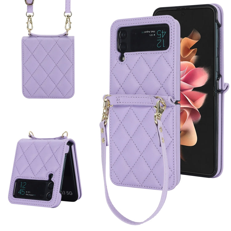 Custodia per telefono con struttura rombica con cordino lungo e corto, For Samsung Galaxy Z Flip6 / Flip7 FE, For Samsung Galaxy Z Flip5, For Samsung Galaxy Z Flip4