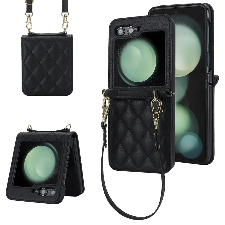 Custodia per telefono con struttura rombica con cordino lungo e corto, For Samsung Galaxy Z Flip6 / Flip7 FE, For Samsung Galaxy Z Flip5, For Samsung Galaxy Z Flip4
