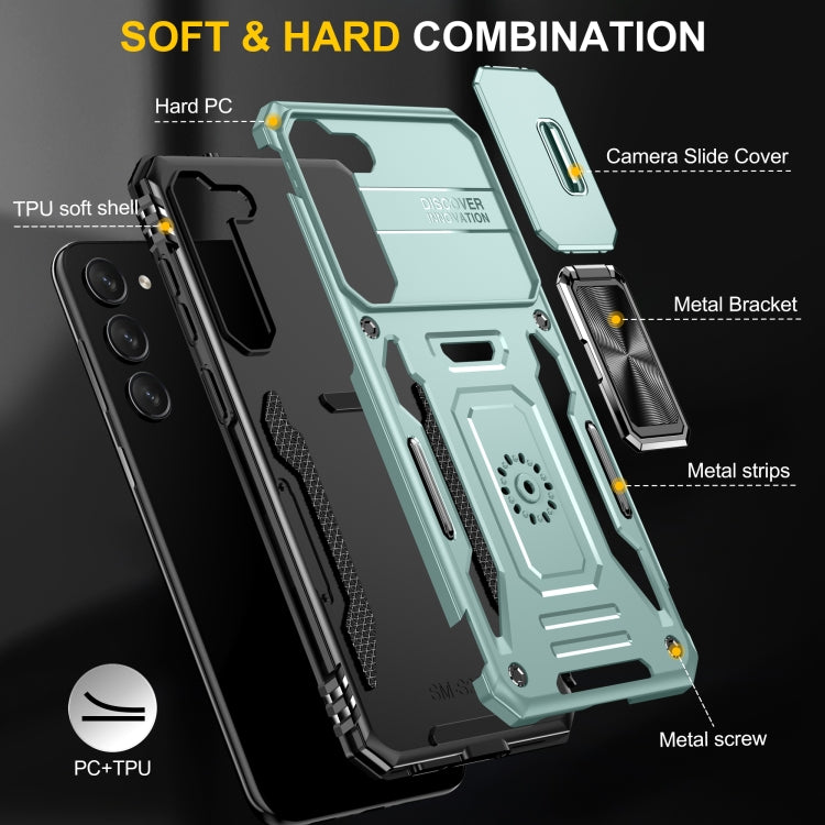 Custodia per telefono Armor PC + TPU Camera Shield, For Samsung Galaxy S24+ 5G, For Samsung Galaxy S24 5G, For Samsung Galaxy A15