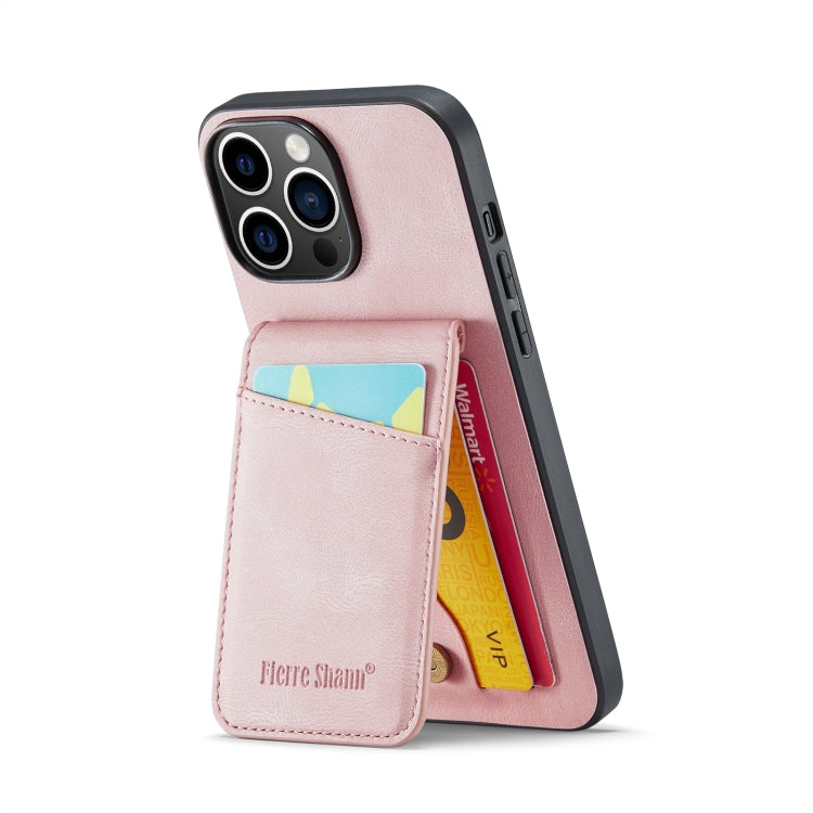 Custodia per telefono in PU con cover posteriore per portacarte Fierre Shann Crazy Horse, For iPhone 15 Pro Max, For iPhone 15 Pro, For iPhone 15 Plus, For iPhone 15