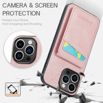 Custodia per telefono in PU con cover posteriore per portacarte Fierre Shann Crazy Horse, For iPhone 15 Pro Max, For iPhone 15 Pro, For iPhone 15 Plus, For iPhone 15