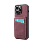 Custodia per telefono in PU con cover posteriore per portacarte Fierre Shann Crazy Horse, For iPhone 15 Pro Max, For iPhone 15 Pro, For iPhone 15 Plus, For iPhone 15