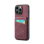 Custodia per telefono in PU con cover posteriore per portacarte Fierre Shann Crazy Horse, For iPhone 15 Pro Max, For iPhone 15 Pro, For iPhone 15 Plus, For iPhone 15