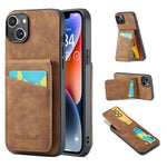 Custodia per telefono in PU con cover posteriore per portacarte Fierre Shann Crazy Horse, For iPhone 15 Pro Max, For iPhone 15 Pro, For iPhone 15 Plus, For iPhone 15