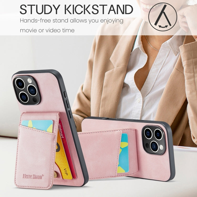 Custodia per telefono in PU con cover posteriore per portacarte Fierre Shann Crazy Horse, For iPhone 16 Pro Max, For iPhone 16 Pro, For iPhone 16 Plus, For iPhone 16