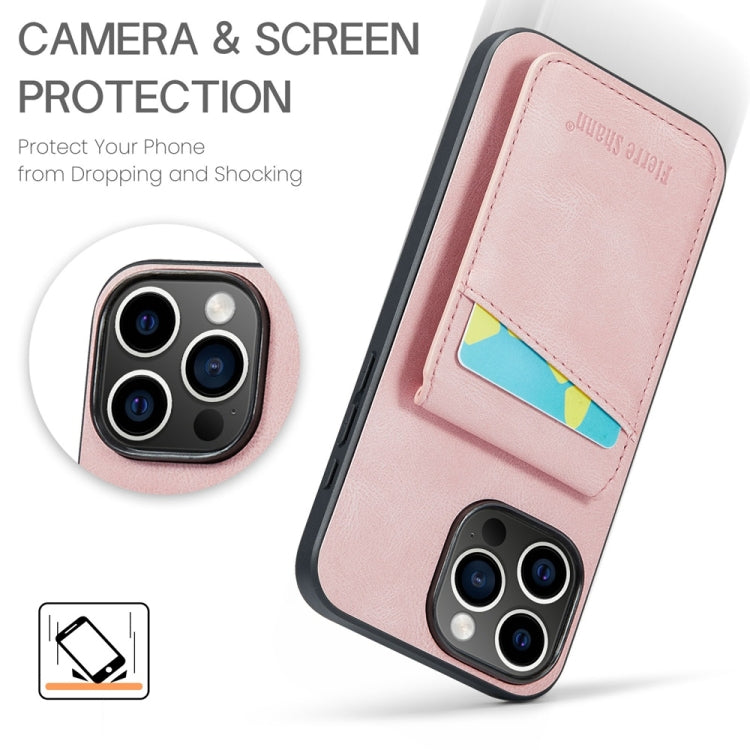 Custodia per telefono in PU con cover posteriore per portacarte Fierre Shann Crazy Horse, For iPhone 16 Pro Max, For iPhone 16 Pro, For iPhone 16 Plus, For iPhone 16