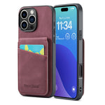 Custodia per telefono in PU con cover posteriore per portacarte Fierre Shann Crazy Horse, For iPhone 16 Pro Max, For iPhone 16 Pro, For iPhone 16 Plus, For iPhone 16