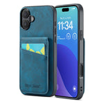 Custodia per telefono in PU con cover posteriore per portacarte Fierre Shann Crazy Horse, For iPhone 16 Pro Max, For iPhone 16 Pro, For iPhone 16 Plus, For iPhone 16