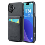 Custodia per telefono in PU con cover posteriore per portacarte Fierre Shann Crazy Horse, For iPhone 16 Pro Max, For iPhone 16 Pro, For iPhone 16 Plus, For iPhone 16