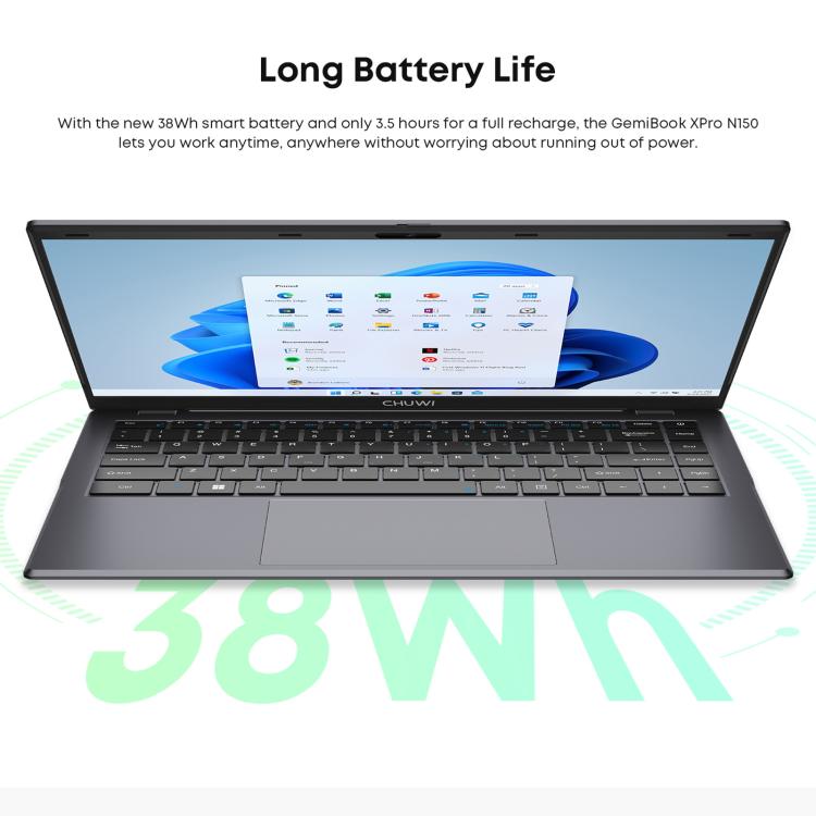 Laptop CHUWI GemiBook XPro da 14,1 pollici, Windows 11 Intel Alder Lake-N N100 Quad Core, GemiBook XPro 8GB+256GB