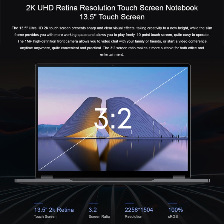 Laptop Yoga CHUWI FreeBook da 13,5 pollici, Windows 11 Intel Alder Lake-N N100 Quad Core, FreeBook 12GB+512GB