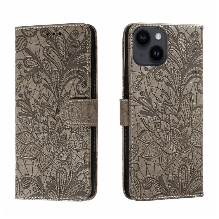 Custodia per cellulare in pelle con motivo floreale in pizzo, For iPhone 16, For iPhone 15 Pro Max, For iPhone 15 Pro, For iPhone 15 Plus