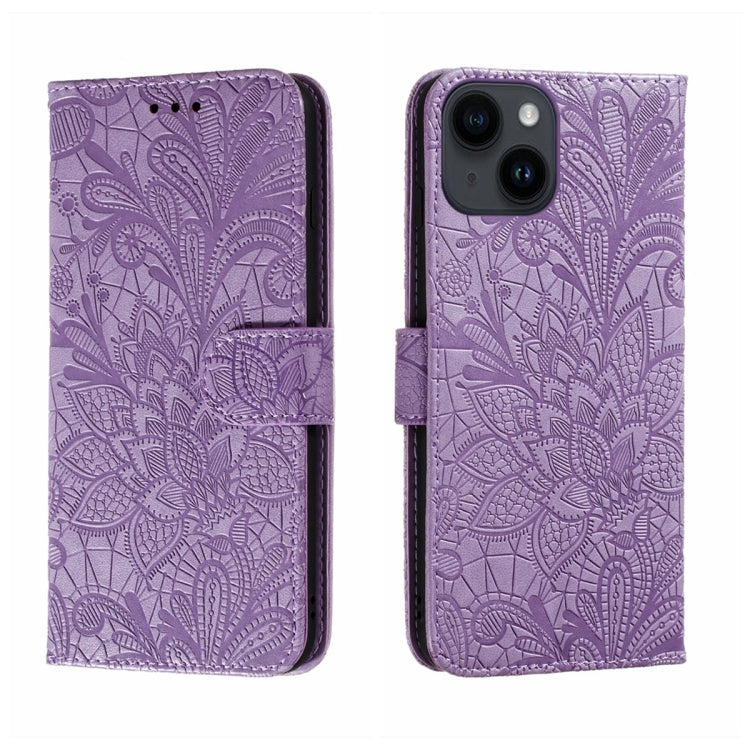 Custodia per cellulare in pelle con motivo floreale in pizzo, For iPhone 16, For iPhone 15 Pro Max, For iPhone 15 Pro, For iPhone 15 Plus