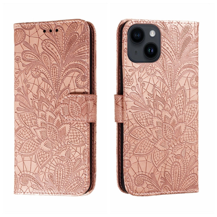 Custodia per cellulare in pelle con motivo floreale in pizzo, For iPhone 16, For iPhone 15 Pro Max, For iPhone 15 Pro, For iPhone 15 Plus
