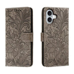 Custodia per cellulare in pelle con motivo floreale in pizzo, For iPhone 16, For iPhone 15 Pro Max, For iPhone 15 Pro, For iPhone 15 Plus