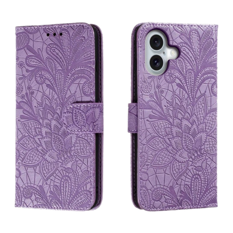 Custodia per cellulare in pelle con motivo floreale in pizzo, For iPhone 16, For iPhone 15 Pro Max, For iPhone 15 Pro, For iPhone 15 Plus
