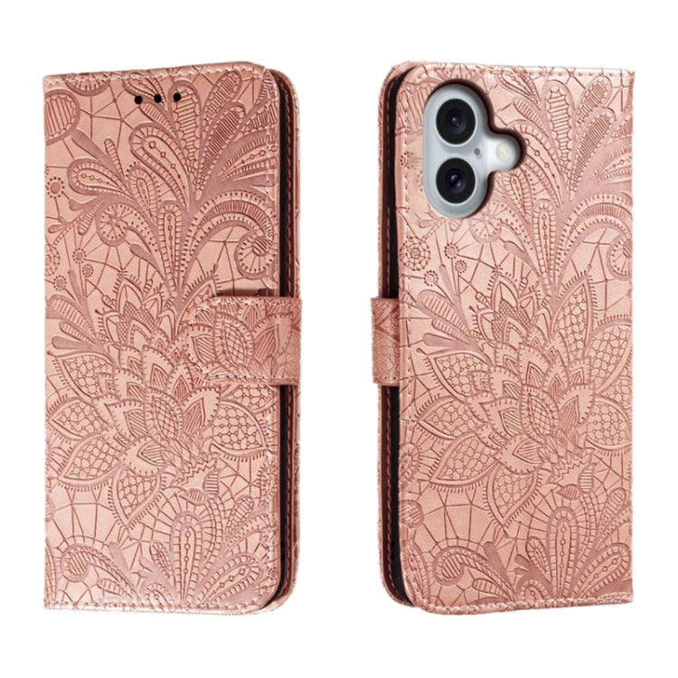 Custodia per cellulare in pelle con motivo floreale in pizzo, For iPhone 16, For iPhone 15 Pro Max, For iPhone 15 Pro, For iPhone 15 Plus