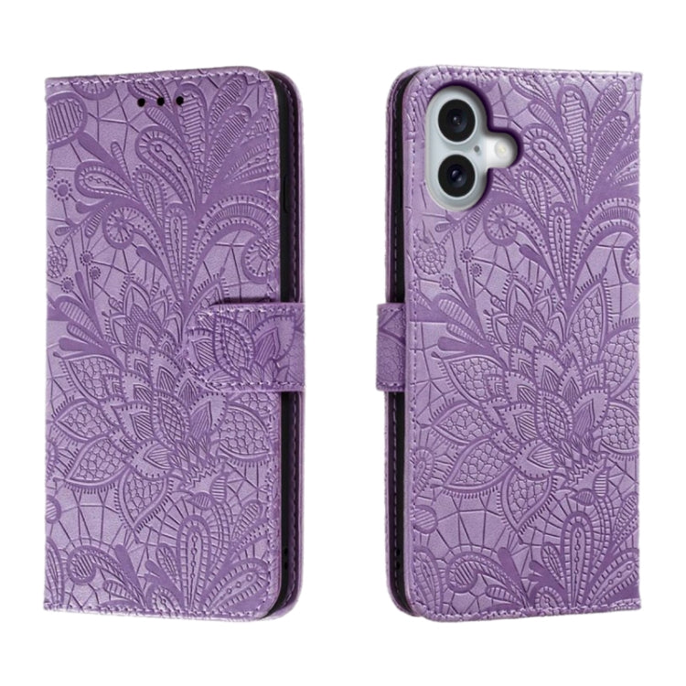 Custodia per cellulare in pelle con motivo floreale in pizzo, For iPhone Air, For iPhone 16 Pro Max, For iPhone 16 Pro, For iPhone 16 Plus