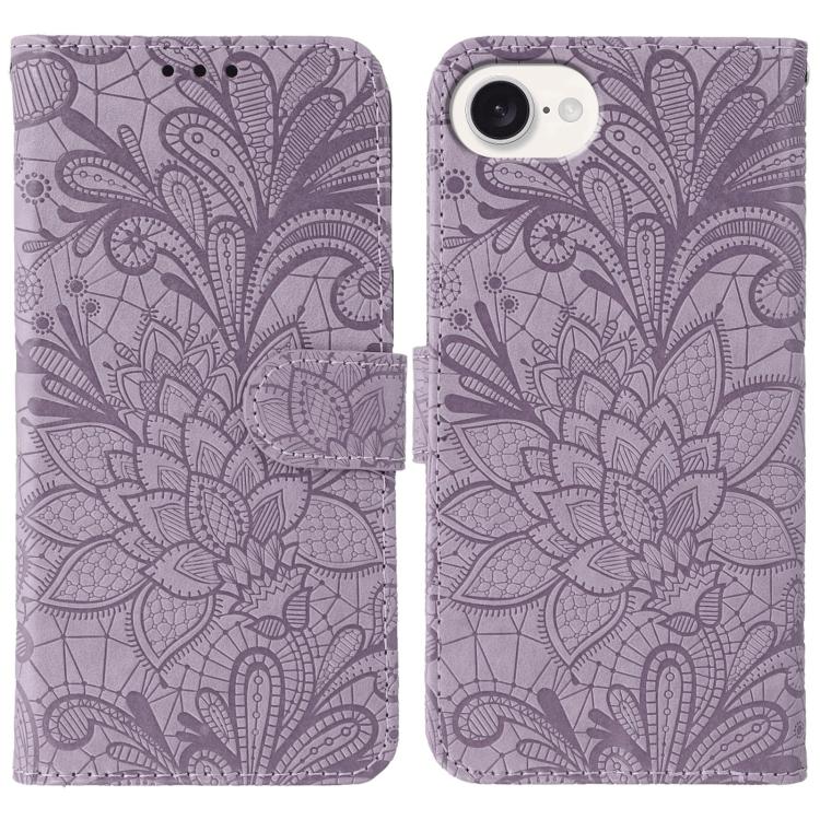 Custodia per cellulare in pelle con motivo floreale in pizzo, For iPhone 17e / 16e, For iPhone 17 Pro Max, For iPhone 17 Pro, For iPhone 17