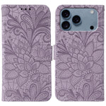 Custodia per cellulare in pelle con motivo floreale in pizzo, For iPhone 17e / 16e, For iPhone 17 Pro Max, For iPhone 17 Pro, For iPhone 17
