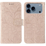 Custodia per cellulare in pelle con motivo floreale in pizzo, For iPhone 17e / 16e, For iPhone 17 Pro Max, For iPhone 17 Pro, For iPhone 17
