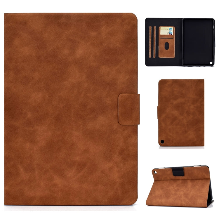 Custodia in pelle a conchiglia orizzontale in pelle bovina con supporto e slot per schede e funzione Sleep / Wake-up, For Kindle Fire HD8 (2020), For Kindle Fire 7 2015 / 2017 / 2019, For Kindle Fire HD8 2016 / 2017, For Kindle Fire HD10 2015 / 2017   ...