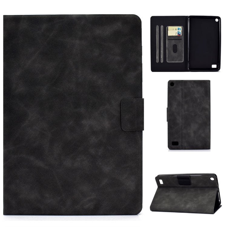 Custodia in pelle a conchiglia orizzontale in pelle bovina con supporto e slot per schede e funzione Sleep / Wake-up, For Kindle Fire HD8 (2020), For Kindle Fire 7 2015 / 2017 / 2019, For Kindle Fire HD8 2016 / 2017, For Kindle Fire HD10 2015 / 2017   ...