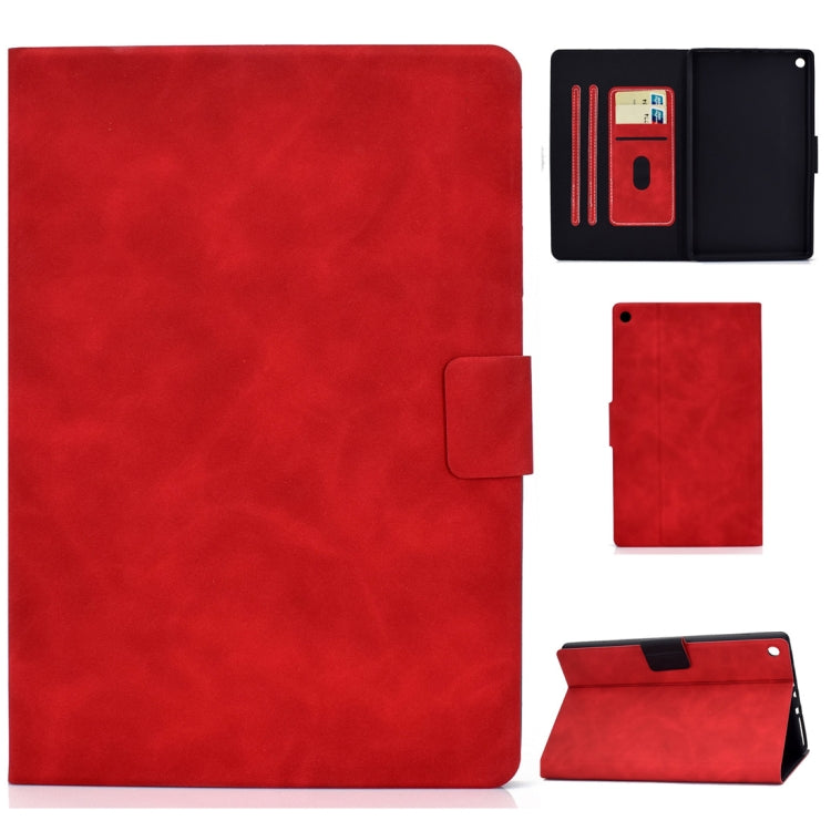 Custodia in pelle a conchiglia orizzontale in pelle bovina con supporto e slot per schede e funzione Sleep / Wake-up, For Kindle Fire HD8 (2020), For Kindle Fire 7 2015 / 2017 / 2019, For Kindle Fire HD8 2016 / 2017, For Kindle Fire HD10 2015 / 2017   ...