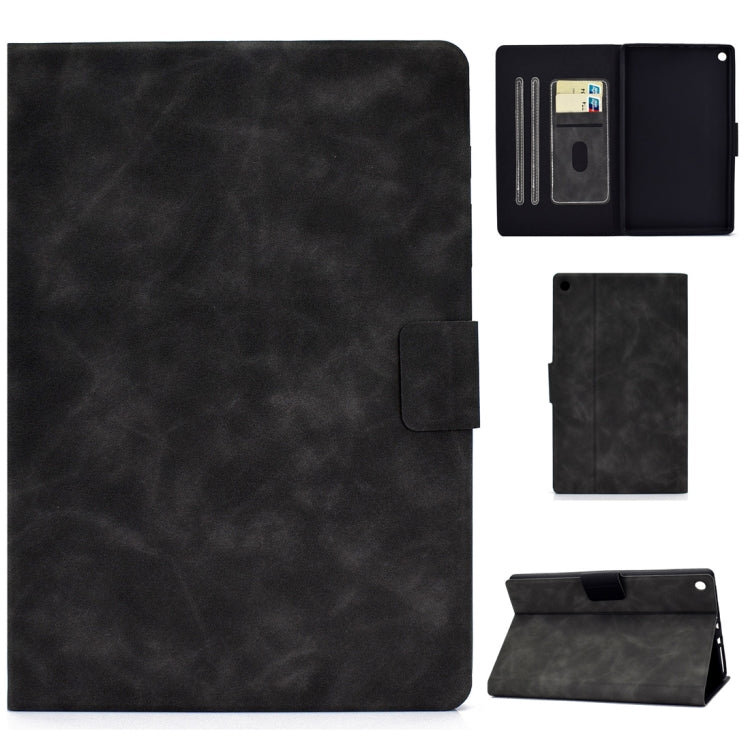 Custodia in pelle a conchiglia orizzontale in pelle bovina con supporto e slot per schede e funzione Sleep / Wake-up, For Kindle Fire HD8 (2020), For Kindle Fire 7 2015 / 2017 / 2019, For Kindle Fire HD8 2016 / 2017, For Kindle Fire HD10 2015 / 2017   ...